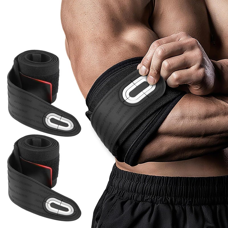 Jaffick Elbow Wraps for Weightlifting (1 Pair) - Double-Layer Reinforced 40'' Elastic Elbow Brace Compression Strap & Gym Joint Support Brace - for Bench Press, Powerlifting, and Pressing - Image 1